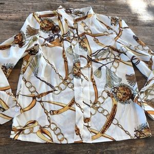 Chiffon Horsebit Gucci style Blouse M